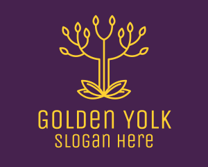 Golden Elegant Tree Branch logo design