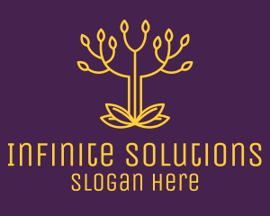 Sustainability - Golden Elegant Tree Branch logo design