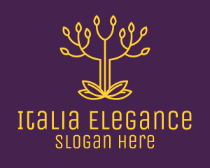 Golden Elegant Tree Branch logo design