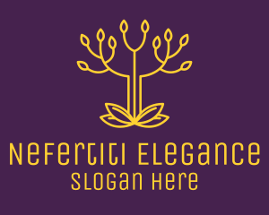 Golden Elegant Tree Branch logo design