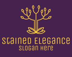 Golden Elegant Tree Branch logo design