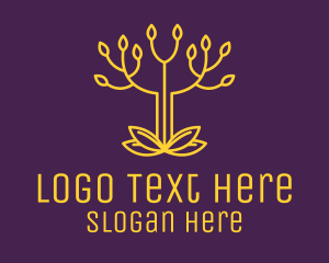 Golden Elegant Tree Branch Logo