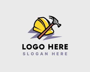 Construction Hammer Hard Hat Logo