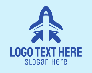 Transportation - Blue Airplane Arrows logo design