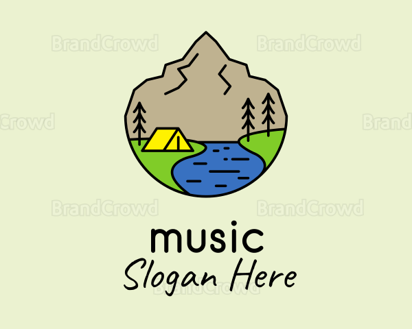 Mountain Camp Line Art Logo