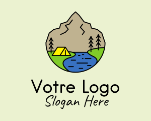 Mountain Camp Line Art Logo