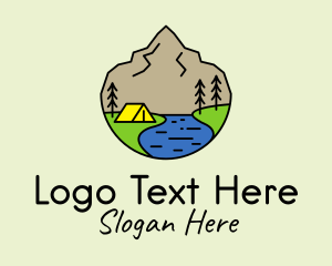 Lake - Mountain Camp Line Art logo design