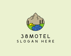 Mountain Camp Line Art logo design