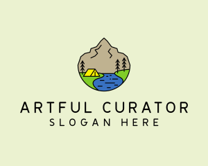 Mountain Camp Line Art logo design