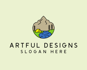 Mountain Camp Line Art logo design