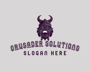 Crusader - Viking Warrior Horns logo design