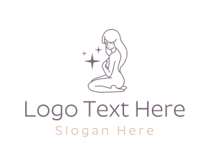 Wax Clinic - Nude Woman Sparkle Beauty logo design