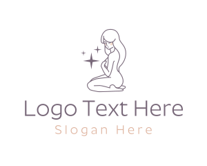 Lineart - Nude Woman Sparkle Beauty logo design