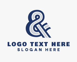 Ligature - Blue Hipster Ampersand logo design