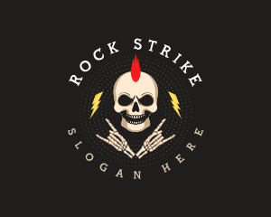 Mohawk Rock Skull logo design