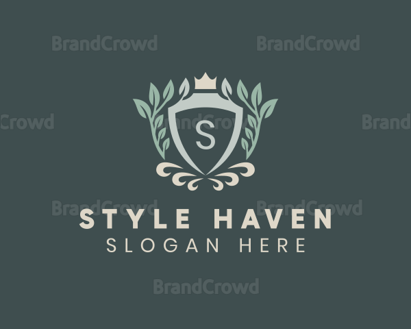 Regal Wreath Shield Crown Logo