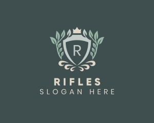 Regal Wreath Shield Crown Logo