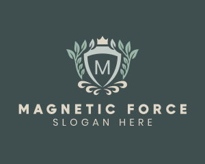 Regal Wreath Shield Crown logo design