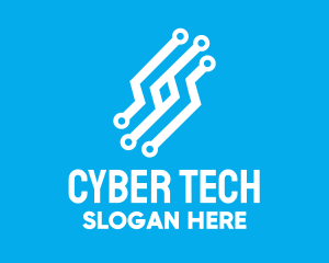 Cyber - Digital Cyber Circuit logo design