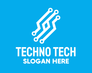 Techno - Digital Cyber Circuit logo design