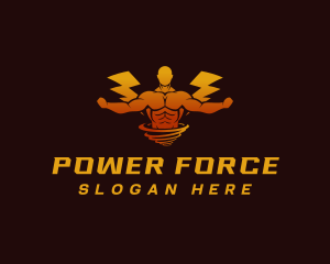 Superhero - Lightning Superhero Muscle logo design