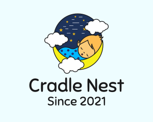 Cradle - Starry Night Sleeping Baby logo design