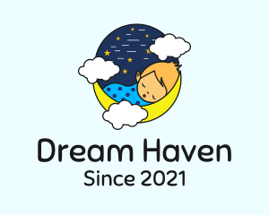 Sleeping - Starry Night Sleeping Baby logo design