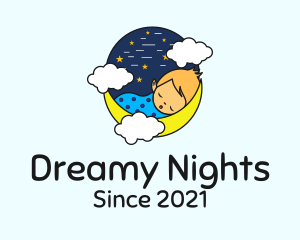 Starry Night Sleeping Baby  logo design