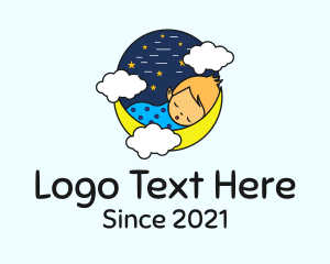 Bedtime Stories - Starry Night Sleeping Baby logo design