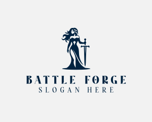 Warrior - Princess Sword Warrior logo design