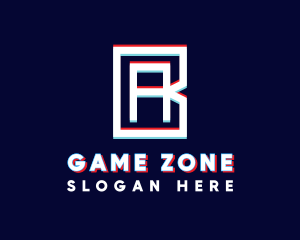Online Gamer - Modern Anaglyph Glitch logo design