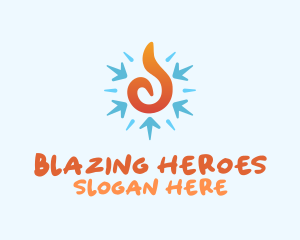 Fireman - Fire Snowflake Temperature logo design