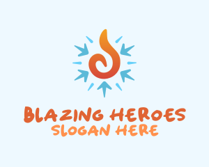 Fire Snowflake Temperature logo design