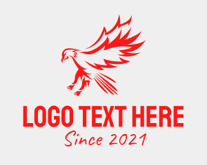 Bird - Red Flying Hawk logo design