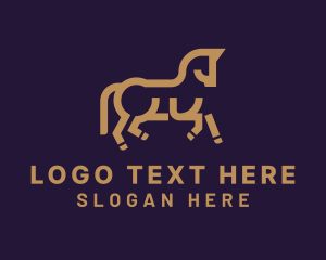 Stallion - Gold Pony Horse logo design