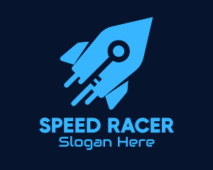 Blue Space Rocket Key Logo