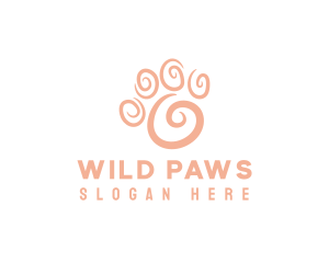 Animal Paw Swirl logo design