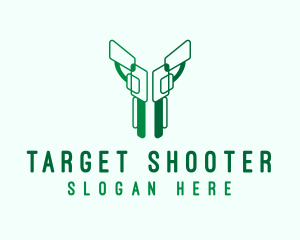 Shooter - Green Pistol Handgun logo design