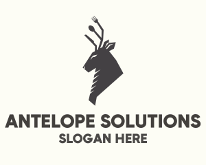Antelope - Cutlery Deer Restaurant Bistro logo design
