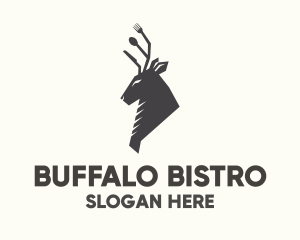 Cutlery Deer Restaurant Bistro logo design