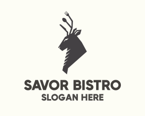 Cutlery Deer Restaurant Bistro logo design