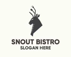 Cutlery Deer Restaurant Bistro logo design