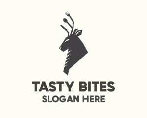 Lunch - Cutlery Deer Restaurant Bistro logo design