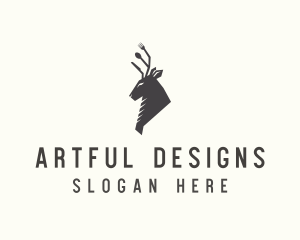 Cutlery Deer Restaurant Bistro logo design