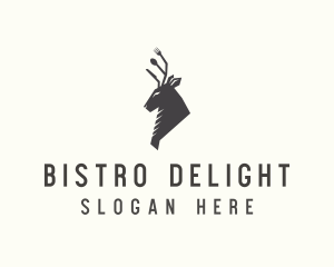 Cutlery Deer Restaurant Bistro logo design