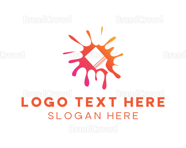 Paint Brush Paint Splatter Logo