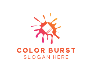 Paint Brush Paint Splatter logo design