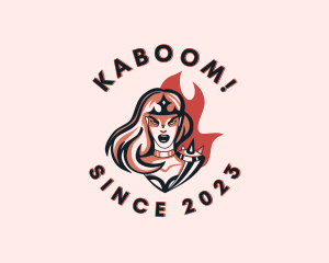 Mascot - Fire Female Warrior logo design