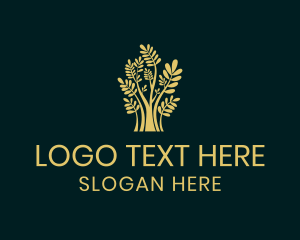 Stem - Golden Abstract Tree logo design