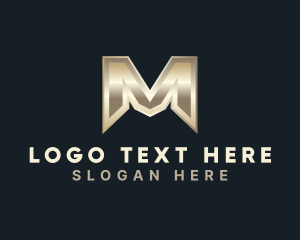 Fabrication - Gold Metallic Fabrication logo design